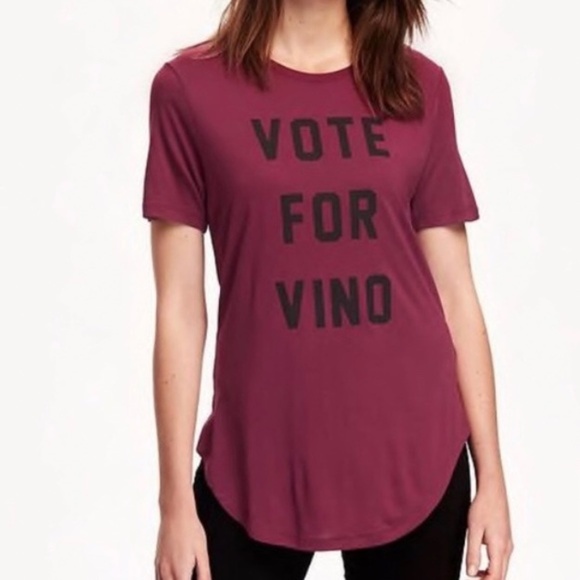 **OLD NAVY* Burgundy Vote For Vino Graphic Tee Size Large - Picture 1 of 7